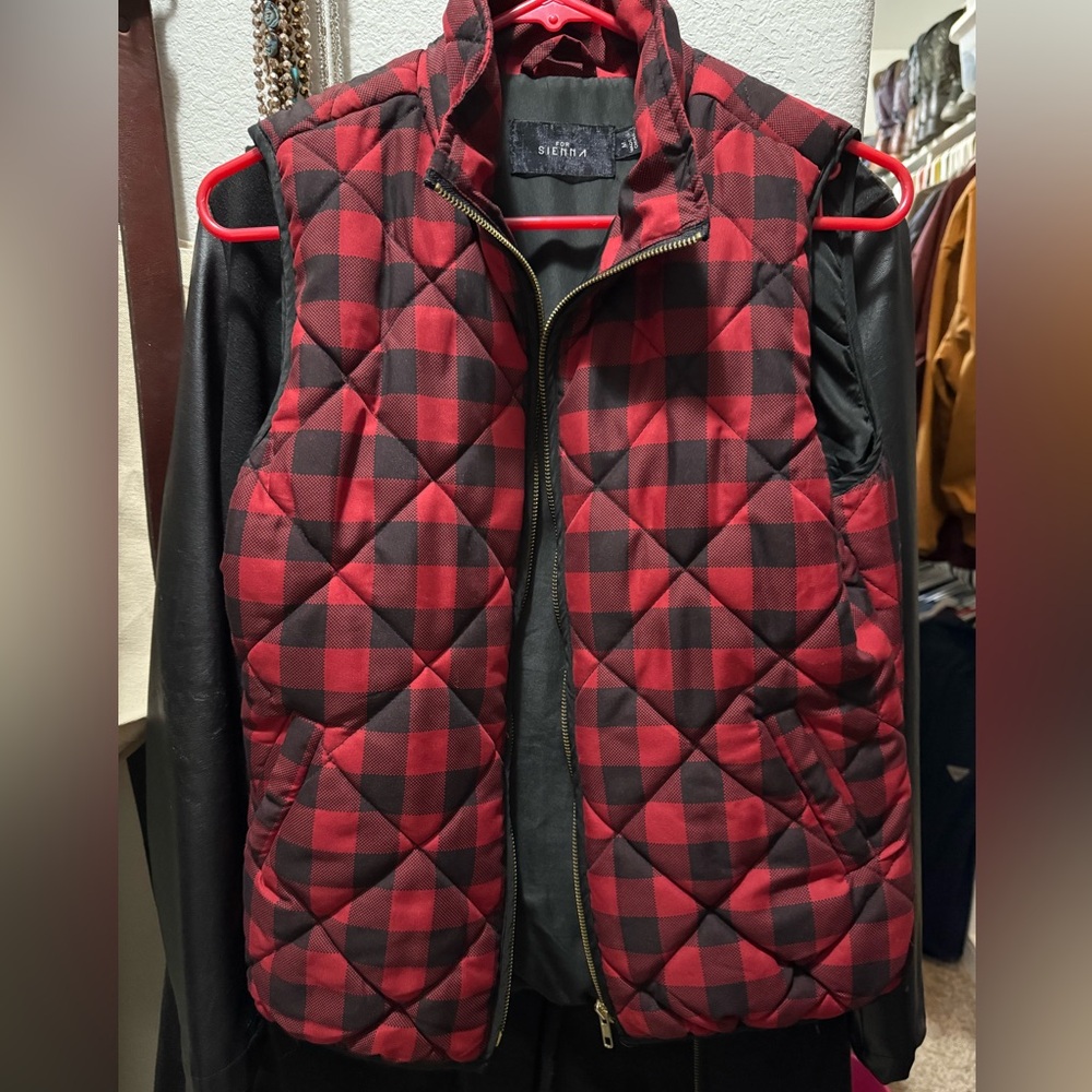 Sierra Red and Black Plaid Vest
